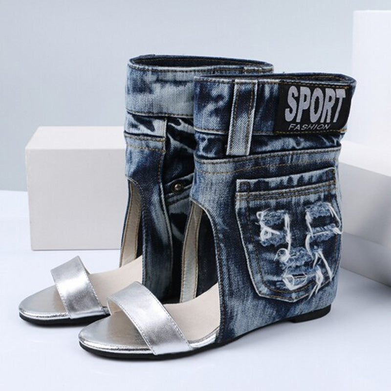 Denim Sandals (Silver)