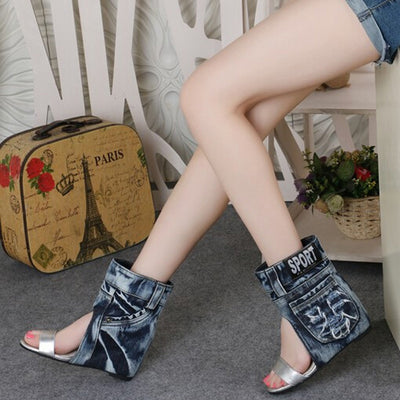 Denim Sandals (Silver)