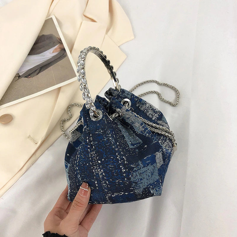 Chanel denim bucket bag hotsell